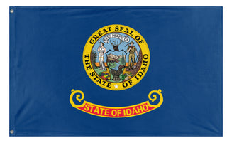 A mockup of the custom flag 'Idaho State Flag' on a white background