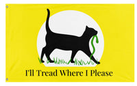 A mockup of the custom flag 'I'll Tread Where I Please flag' on a white background