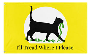 A mockup of the custom flag 'I'll Tread Where I Please flag' on a white background