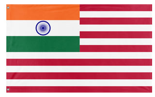 A mockup of the custom flag 'Indian American Heritage Flag' on a white background