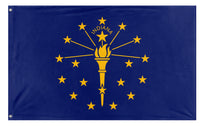 A mockup of the custom flag 'Indiana State Flag' on a white background