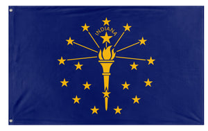 A mockup of the custom flag 'Indiana State Flag' on a white background
