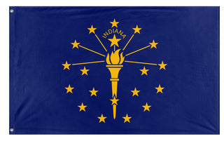 A mockup of the custom flag 'Indiana State Flag' on a white background