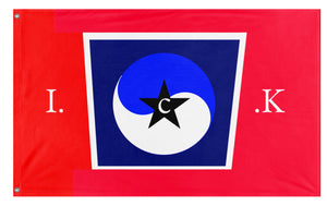 A mockup of the custom flag 'Interesting caoollea Korea flag' on a white background