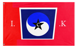 A mockup of the custom flag 'Interesting caoollea Korea flag' on a white background
