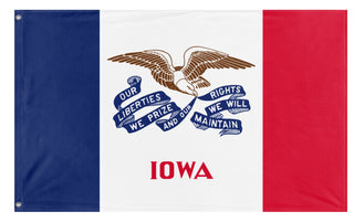 A mockup of the custom flag 'Iowa State Flag' on a white background