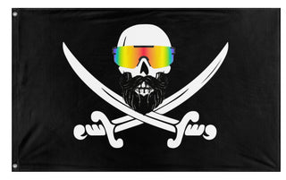 A mockup of the custom flag 'Jolly Raver flag' on a white background