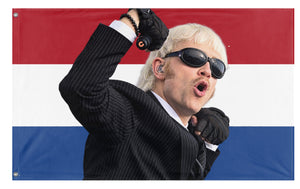 A mockup of the custom flag 'Joost flag' on a white background
