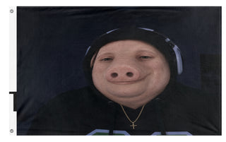 A mockup of the custom flag 'Josh pork flag' on a white background