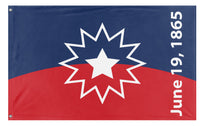 A mockup of the custom flag 'Juneteenth flag' on a white background