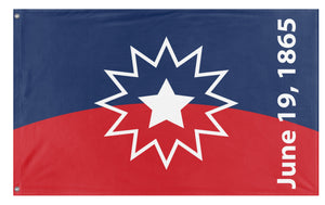 A mockup of the custom flag 'Juneteenth flag' on a white background