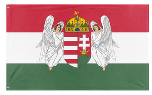 A mockup of the custom flag 'Kingdom Of Hungary Flag' on a white background