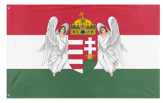 A mockup of the custom flag 'Kingdom Of Hungary Flag' on a white background