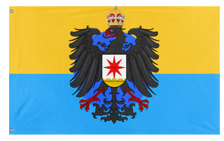 A mockup of the custom flag 'Kingdom of South Germany  flag' on a white background