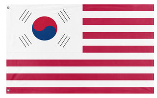A mockup of the custom flag 'Korean American Heritage Flag' on a white background