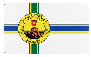 A mockup of the custom flag 'Little Rock City Flag' on a white background