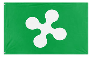 A mockup of the custom flag 'Lombardy Flag' on a white background