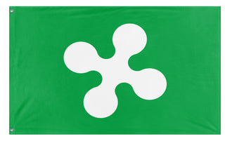 A mockup of the custom flag 'Lombardy Flag' on a white background