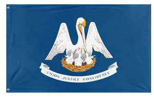 A mockup of the custom flag 'Louisiana State Flag' on a white background