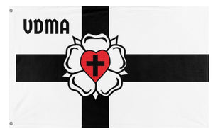A mockup of the custom flag 'Lutheran flag' on a white background