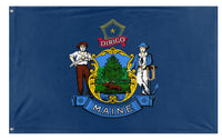 A mockup of the custom flag 'Maine State Flag' on a white background