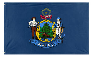 A mockup of the custom flag 'Maine State Flag' on a white background