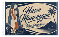 A mockup of the custom flag 'Manenggon flag' on a white background