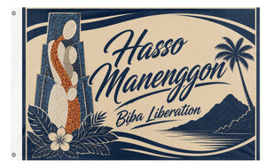 A mockup of the custom flag 'Manenggon flag' on a white background