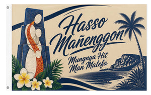 A mockup of the custom flag 'Manenggon flag' on a white background