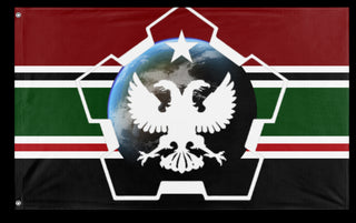 A mockup of the custom flag 'Martian Federation flag' on a white background