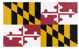 A mockup of the custom flag 'Maryland State Flag' on a white background