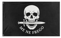 A mockup of the custom flag 'Me Ne Frego flag' on a white background