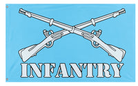 A mockup of the custom flag 'Metallic Infantry Branch flag' on a white background