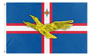 A mockup of the custom flag 'Micronation de Cliponie flag' on a white background