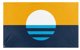 A mockup of the custom flag 'Milwaukee People's Flag' on a white background