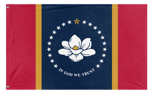 A mockup of the custom flag 'Mississippi State Flag' on a white background