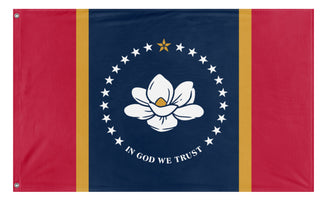 A mockup of the custom flag 'Mississippi State Flag' on a white background