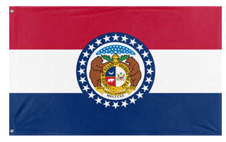 A mockup of the custom flag 'Missouri State Flag' on a white background