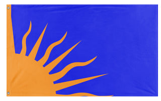 A mockup of the custom flag 'Modern Irish Sunburst flag' on a white background