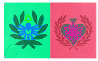 A mockup of the custom flag 'Mother & Son flag' on a white background