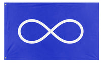 A mockup of the custom flag 'Métis Nation Flag' on a white background