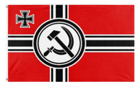 A mockup of the custom flag 'Nazbol  flag' on a white background