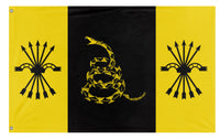 A mockup of the custom flag 'Neo-Libertarian Falangism flag' on a white background