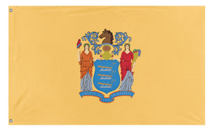 A mockup of the custom flag 'New Jersey State Flag' on a white background