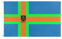 A mockup of the custom flag 'New flag of Imperia flag' on a white background