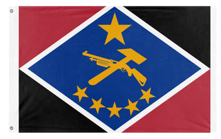 A mockup of the custom flag 'OZARKPEOPLESREP flag' on a white background