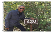 A mockup of the custom flag 'Obama 420 flag' on a white background