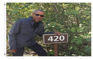 A mockup of the custom flag 'Obama 420 flag' on a white background