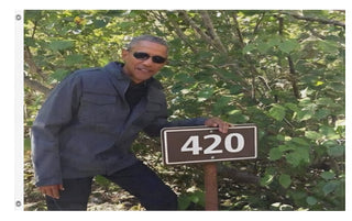 A mockup of the custom flag 'Obama 420 flag' on a white background