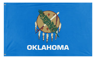 A mockup of the custom flag 'Oklahoma State Flag' on a white background